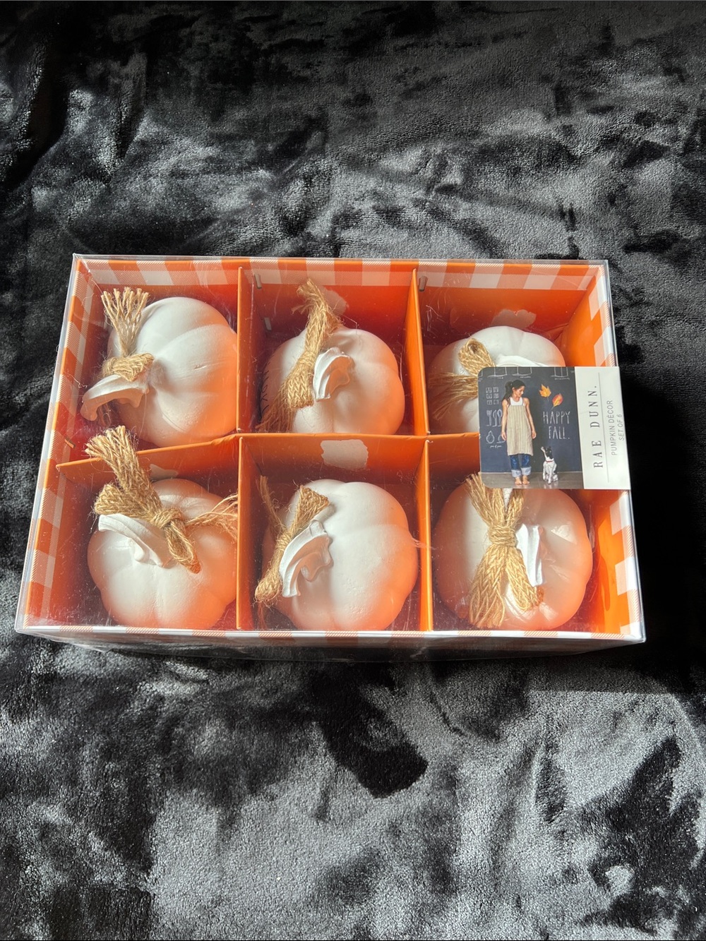 Rae Dunn White Mini Pumpkin Ornaments with Twine Stemso set of 6